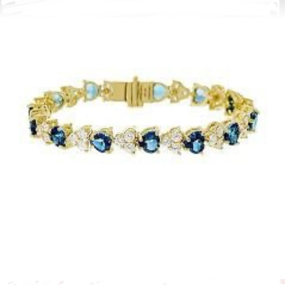 Judith Ripka London Blue Topaz Heart and CZ Sterling Silver Tennis